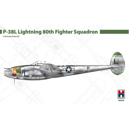 Maqueta  Hobby 2000: 1/48; P-38L Lightning 80th Fighter Squadron (ACADEMIA + CARTOGRAF + MÁSCARAS)