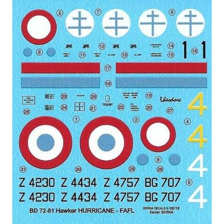  Calcomanía Re-lanzado! Hawker Hurricane Mk.I GC1 'Alsace' Z4757 Capitaine Tulasne 05/1942, Z4434 Fuka 07/1942, Z4230 Aspirante 