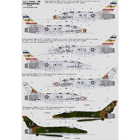 Calcomanías para aviones milit Calcomanía North American F-100D Super Sabre/North American F-100F Super Sabre Pt 2 (4) D 55-2950